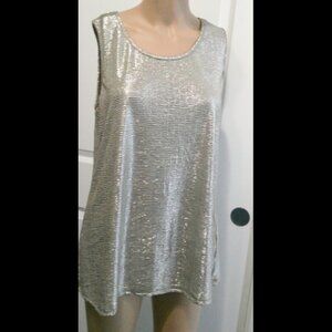 Espresso Metallic Silver Tank Tunic Top | Size L